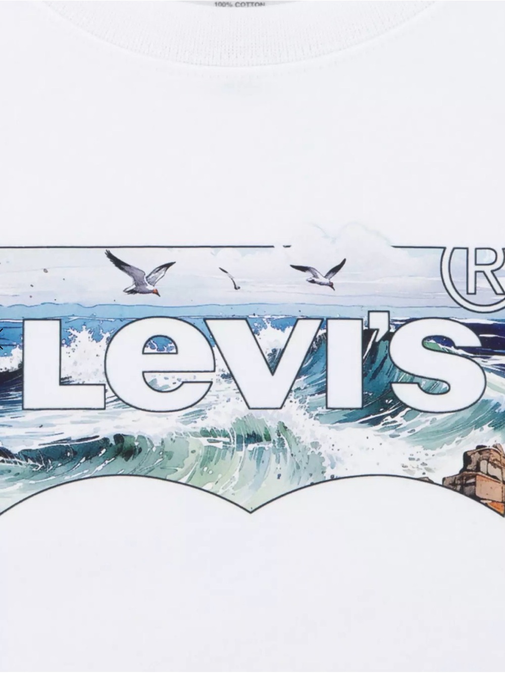 Levi's White Short-Sleeve Tee with Ocean Wave Graphic